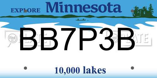 BB7P3B Minnesota License Plate