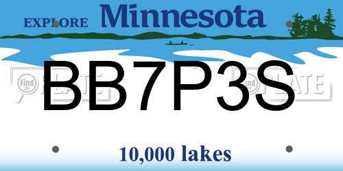 BB7P3S Minnesota License Plate