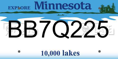 BB7Q225 Minnesota License Plate