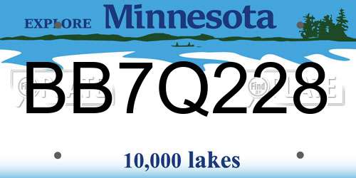 BB7Q228 Minnesota License Plate