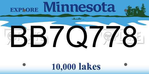BB7Q778 Minnesota License Plate