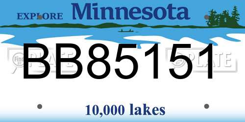 BB85151 Minnesota License Plate
