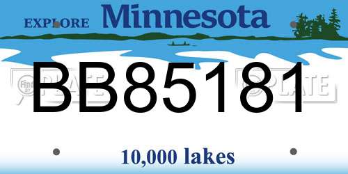 BB85181 Minnesota License Plate