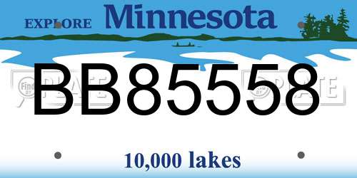 BB85558 Minnesota License Plate