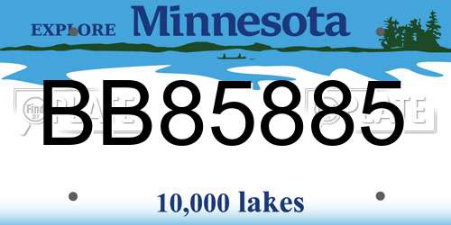 BB85885 Minnesota License Plate