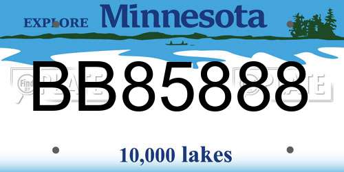 BB85888 Minnesota License Plate