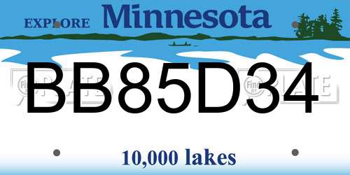 BB85D34 Minnesota License Plate