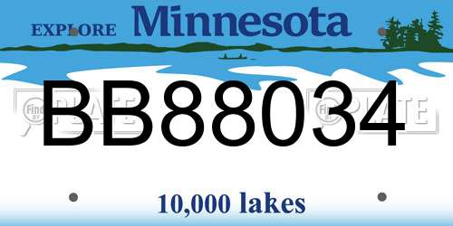 BB88034 Minnesota License Plate