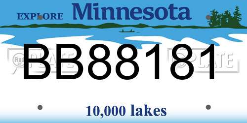 BB88181 Minnesota License Plate