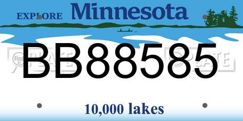 BB88585 Minnesota License Plate
