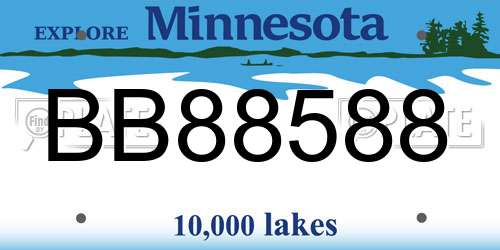 BB88588 Minnesota License Plate