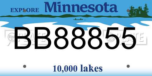 BB88855 Minnesota License Plate