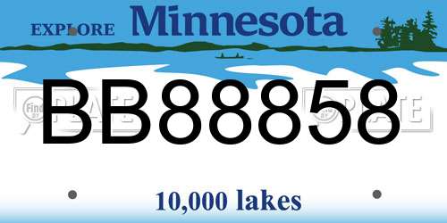 BB88858 Minnesota License Plate