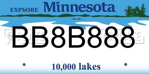 BB8B888 Minnesota License Plate
