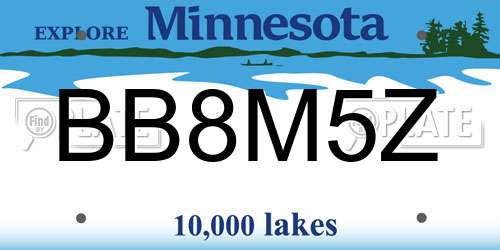 BB8M5Z Minnesota License Plate
