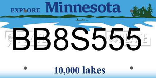 BB8S555 Minnesota License Plate