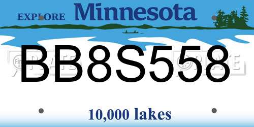 BB8S558 Minnesota License Plate