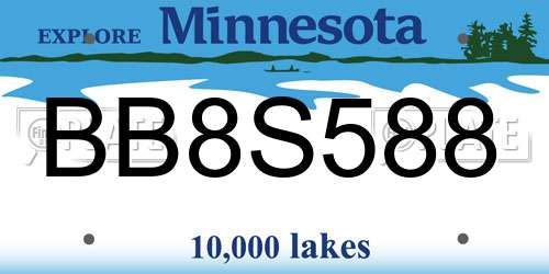BB8S588 Minnesota License Plate