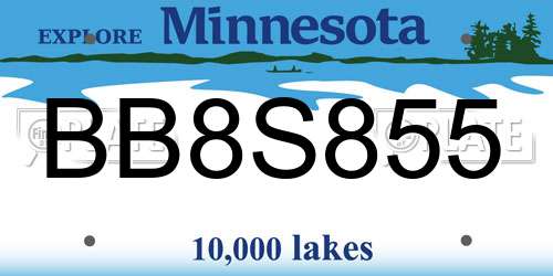 BB8S855 Minnesota License Plate