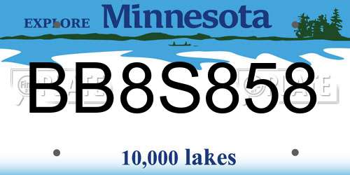 BB8S858 Minnesota License Plate