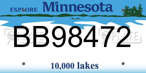BB98472 Minnesota License Plate
