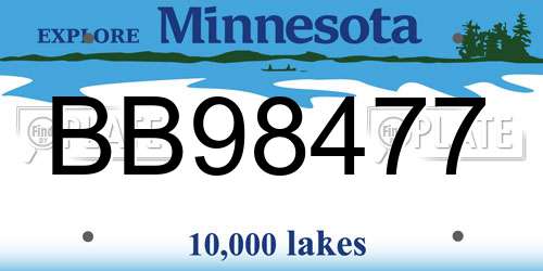 BB98477 Minnesota License Plate