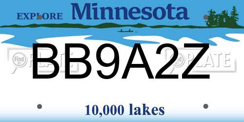 BB9A2Z Minnesota License Plate