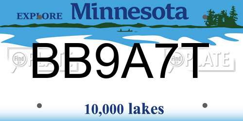 BB9A7T Minnesota License Plate