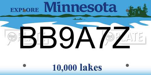 BB9A7Z Minnesota License Plate