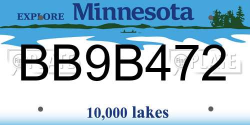 BB9B472 Minnesota License Plate