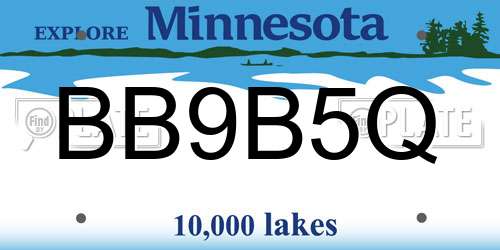 BB9B5Q Minnesota License Plate