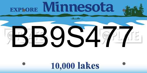 BB9S477 Minnesota License Plate