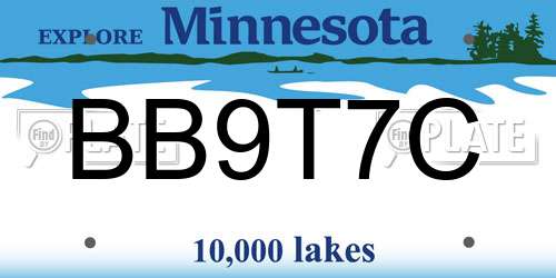 BB9T7C Minnesota License Plate