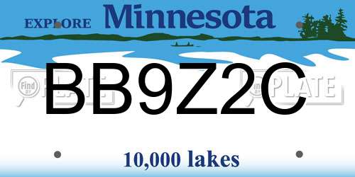 BB9Z2C Minnesota License Plate