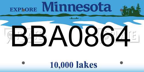 BBA0864 Minnesota License Plate