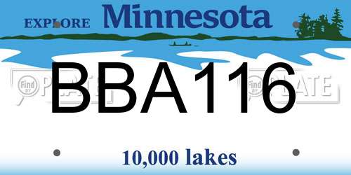 BBA116 Minnesota License Plate