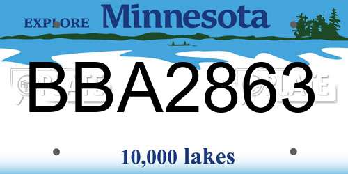 BBA2863 Minnesota License Plate