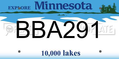 BBA291 Minnesota License Plate