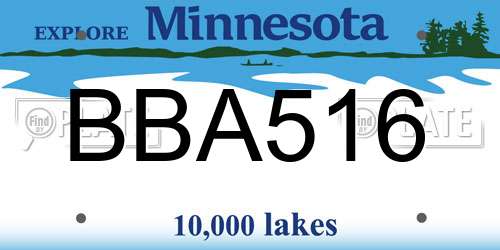 BBA516 Minnesota License Plate