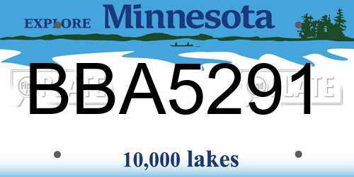BBA5291 Minnesota License Plate