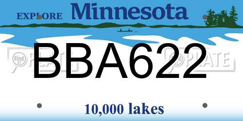 BBA622 Minnesota License Plate