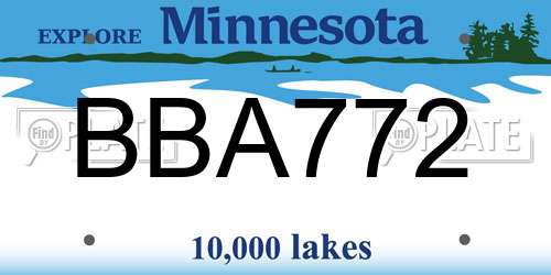 BBA772 Minnesota License Plate