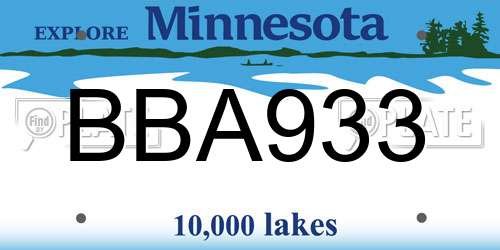 BBA933 Minnesota License Plate