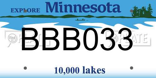 BBB033 Minnesota License Plate