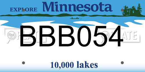 BBB054 Minnesota License Plate