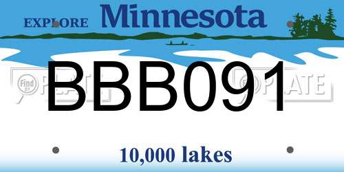 BBB091 Minnesota License Plate