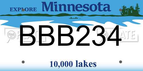 BBB234 Minnesota License Plate