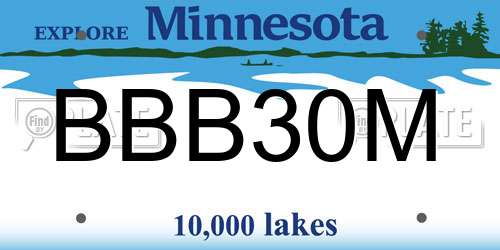 BBB30M Minnesota License Plate
