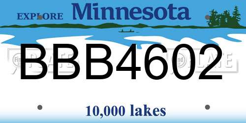 BBB4602 Minnesota License Plate