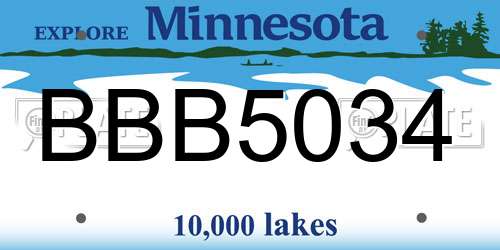 BBB5034 Minnesota License Plate
